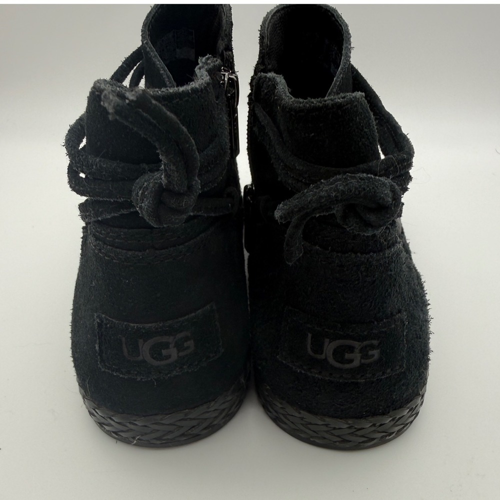UGG Elora Black Suede Wrap Ankle Boots Side Zip 1123598 Womens 9.5 - Picture 3 of 6